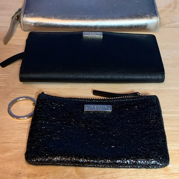 Kate Spade Wallets Gold Large Wallet pink inside Black Bi-Fold Wallet PPO - Picture 4 of 5